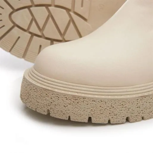 BEnvy Off White Leather Women Moda In Pelle Ankle Boots