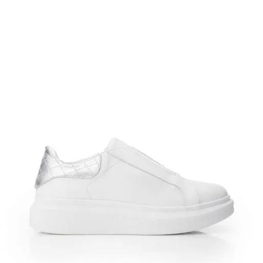 BFrankel White 8211 Silver Leather Women Moda In Pelle Platform Trainers