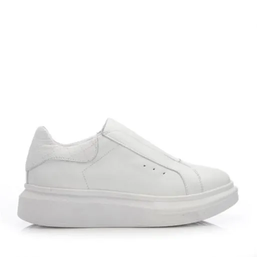 BFrankel White Leather Women Moda In Pelle Platform Trainers