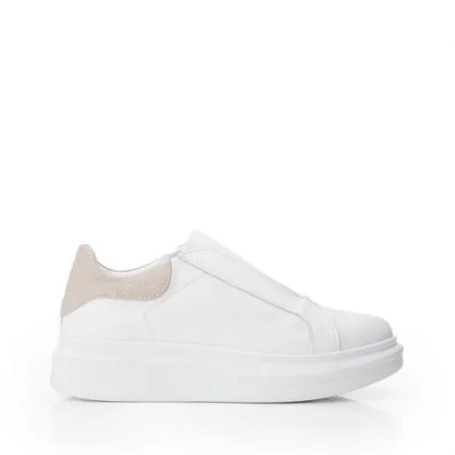 BFrankel White Pink Leather Women Moda In Pelle Platform Trainers