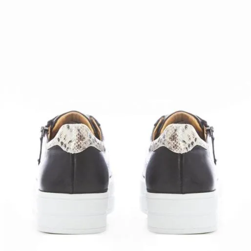 BGlazie Black Snake Leather Women Moda In Pelle Platform Trainers