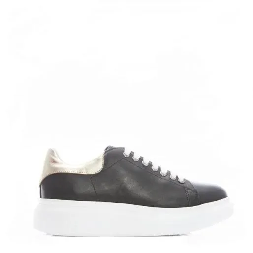 BLovi Black And Gold Metallic Leather Women Moda In Pelle Casual Shoes And Trainers BLovi Black And Gold Metallic Leather Women Moda In Pelle Casual Shoes And Trainers