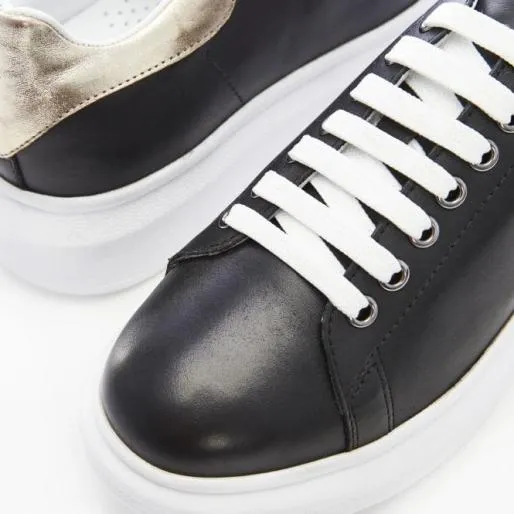 BLovi Black And Gold Metallic Leather Women Moda In Pelle Casual Shoes And Trainers BLovi Black And Gold Metallic Leather Women Moda In Pelle Casual Shoes And Trainers