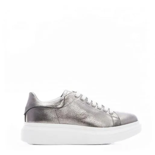 BLovi Pewter Leather Women Moda In Pelle Casual Shoes And Trainers BLovi Pewter Leather Women Moda In Pelle Casual Shoes And Trainers