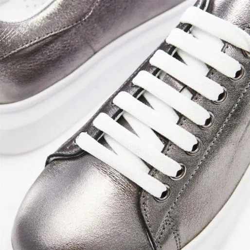 BLovi Pewter Leather Women Moda In Pelle Casual Shoes And Trainers BLovi Pewter Leather Women Moda In Pelle Casual Shoes And Trainers