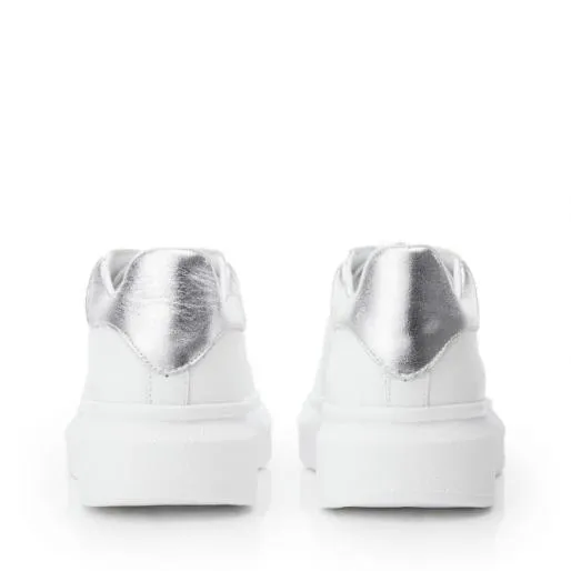 BLovi White 8211 Silver Leather Women Moda In Pelle Platform Trainers