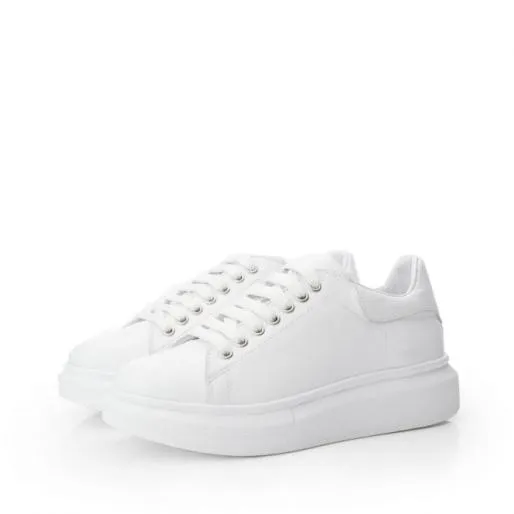 BLovi White Leather Women Moda In Pelle Platform Trainers BLovi White Leather Women Moda In Pelle Platform Trainers