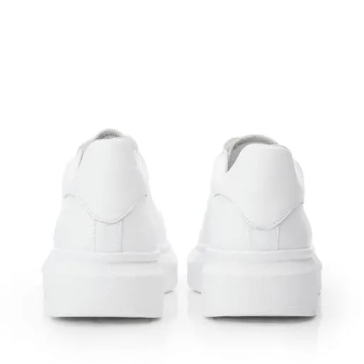 BLovi White Leather Women Moda In Pelle Platform Trainers BLovi White Leather Women Moda In Pelle Platform Trainers
