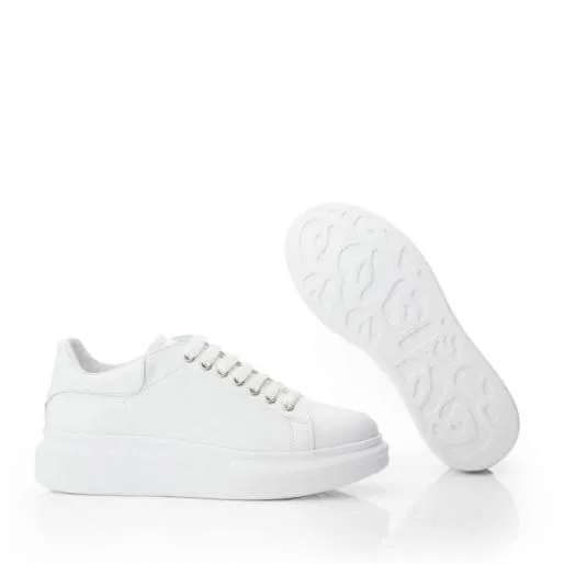 BLovi White Leather Women Moda In Pelle Platform Trainers BLovi White Leather Women Moda In Pelle Platform Trainers