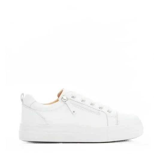 BMista White Leather Women Moda In Pelle Casual Shoes And Trainers