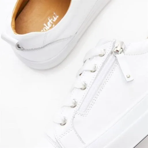 BMista White Leather Women Moda In Pelle Casual Shoes And Trainers