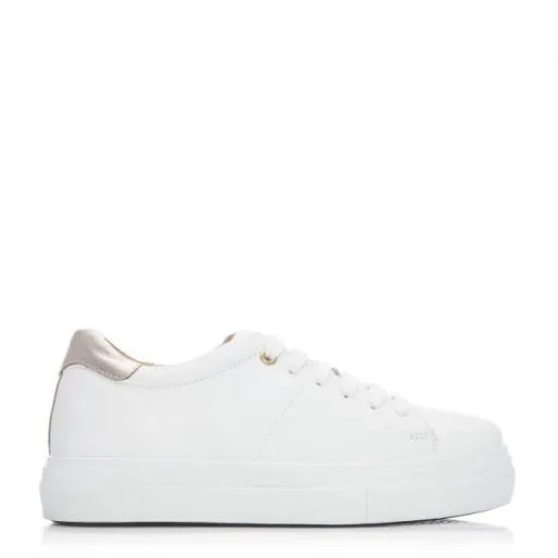 BNoho WhiteGold Leather Women Moda In Pelle Platform Trainers