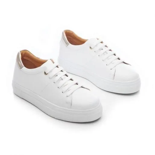 BNoho WhiteGold Leather Women Moda In Pelle Platform Trainers BNoho WhiteGold Leather Women Moda In Pelle Platform Trainers