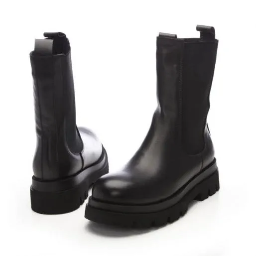 BPuncher Black Leather Women Moda In Pelle Black Boots BPuncher Black Leather Women Moda In Pelle Black Boots