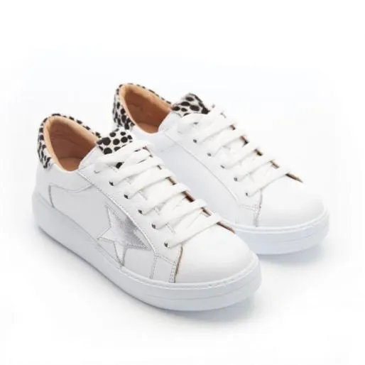 BRockie White Zebra Leather Women Moda In Pelle White Trainers BRockie White Zebra Leather Women Moda In Pelle White Trainers
