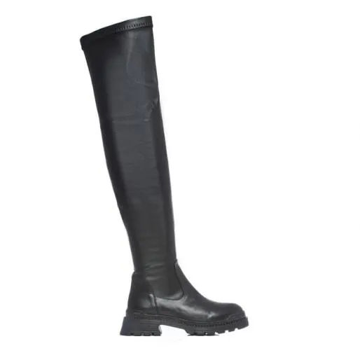 B Stari Black Leather Women Moda In Pelle Heeled And Wedge Boots B Stari Black Leather Women Moda In Pelle Heeled And Wedge Boots