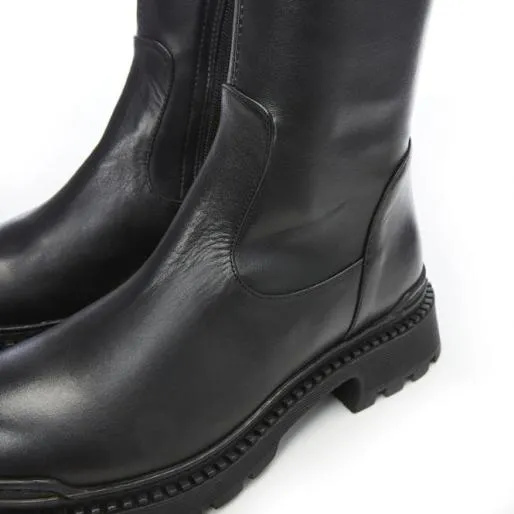 B Stari Black Leather Women Moda In Pelle Heeled And Wedge Boots B Stari Black Leather Women Moda In Pelle Heeled And Wedge Boots