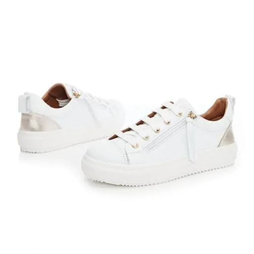 BVista WhiteGold Leather Women Moda In Pelle White Trainers BVista WhiteGold Leather Women Moda In Pelle White Trainers