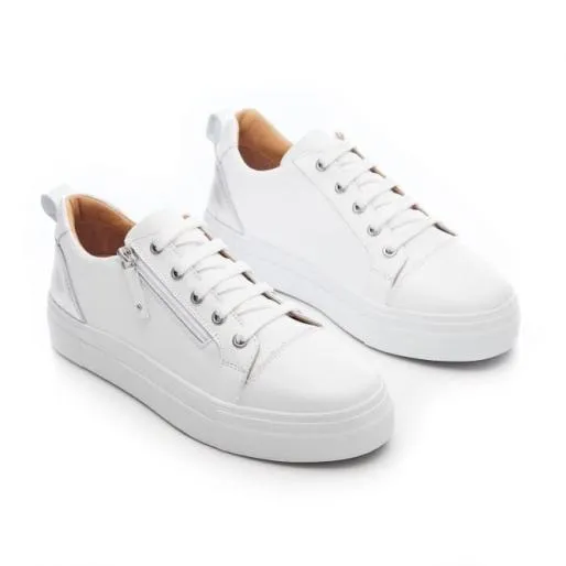 BVisti White 8211 Silver Leather Women Moda In Pelle Platform Trainers