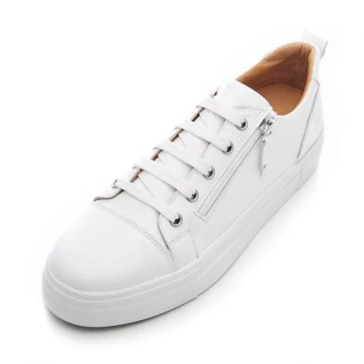 BVisti White 8211 Silver Leather Women Moda In Pelle Platform Trainers