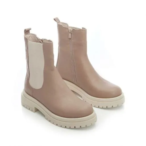 B Wolfie Beige Leather Women Moda In Pelle Ankle Boots B Wolfie Beige Leather Women Moda In Pelle Ankle Boots