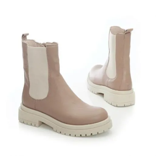 B Wolfie Beige Leather Women Moda In Pelle Ankle Boots B Wolfie Beige Leather Women Moda In Pelle Ankle Boots