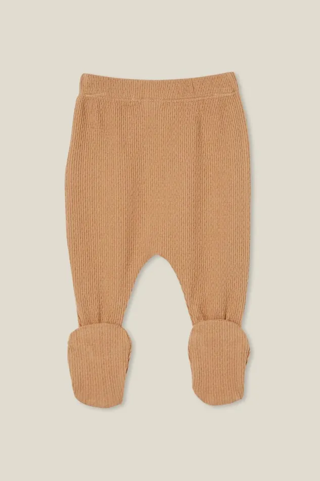 Baby Bottoms Cotton On Organic Newborn Pointelle Footed Legging Taupy Brown