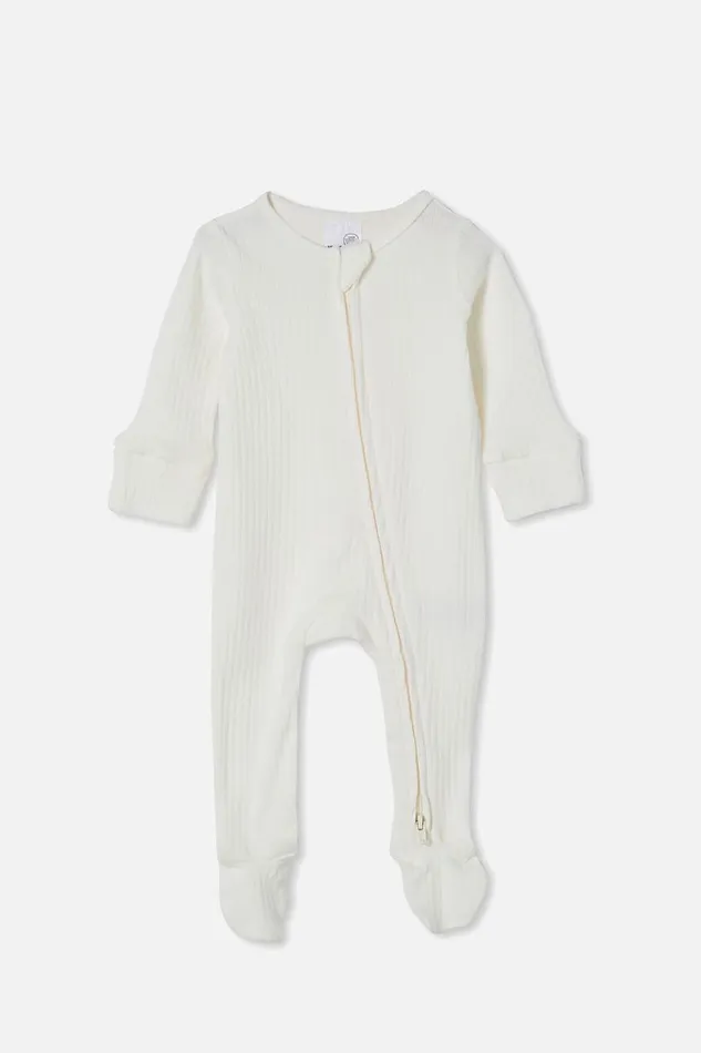 Baby Rompers and All In Ones Cotton On Organic Newborn Zip Through Romper Milk