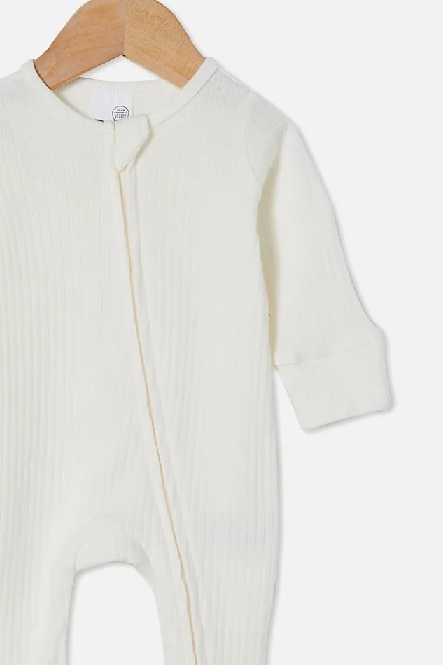 Baby Rompers and All In Ones Cotton On Organic Newborn Zip Through Romper Milk