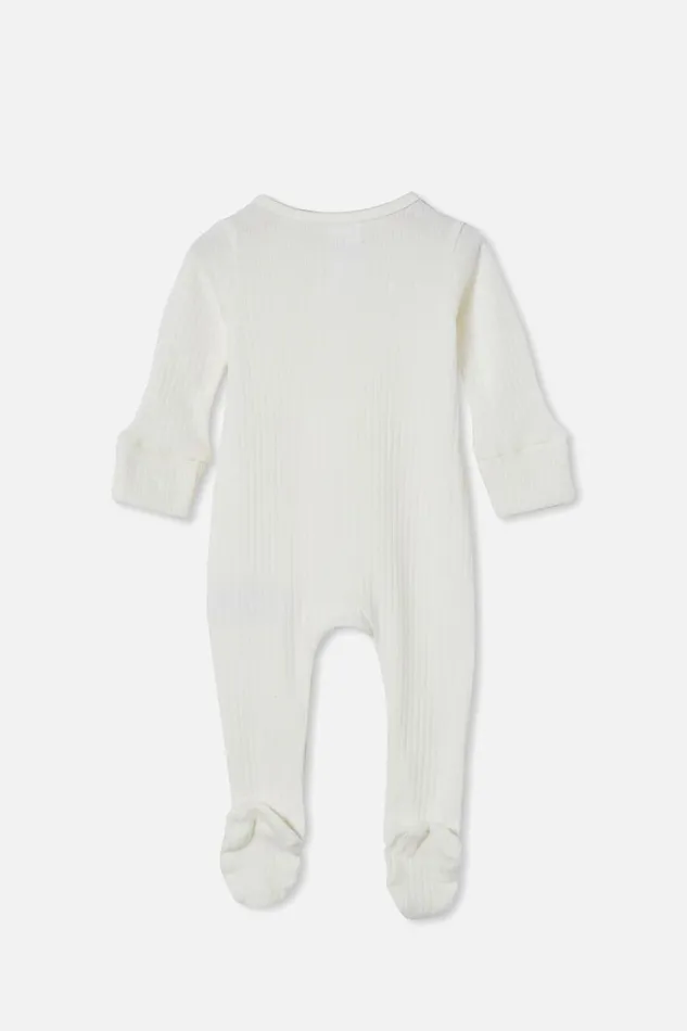 Baby Rompers and All In Ones Cotton On Organic Newborn Zip Through Romper Milk