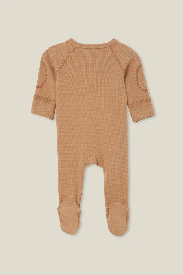 Baby Rompers and All In Ones Cotton On The Long Sleeve Waffle Romper Usa Taupy Brown