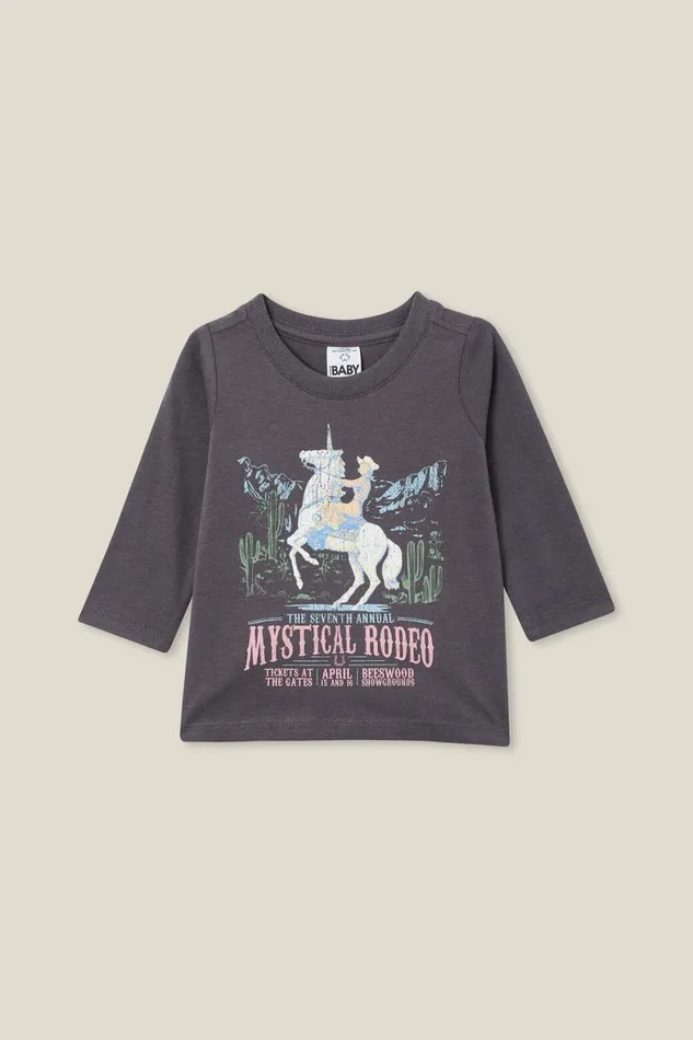 Baby Tops Jackets and Sweaters Cotton On Jamie Long Sleeve Tee Rabbit Greymystical Rodeo