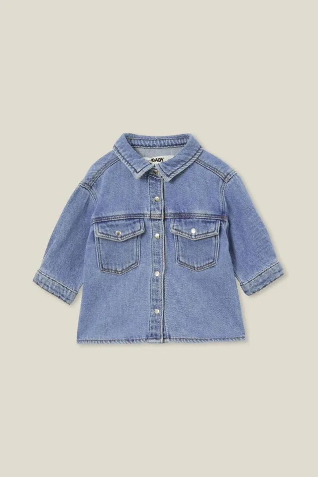 Baby Tops Jackets and Sweaters Cotton On Miles Baby Denim Shacket Byron Mid Blue Baby Tops Jackets and Sweaters Cotton On Miles Baby Denim Shacket Byron Mid Blue