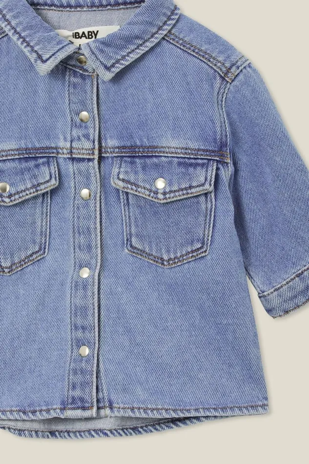 Baby Tops Jackets and Sweaters Cotton On Miles Baby Denim Shacket Byron Mid Blue