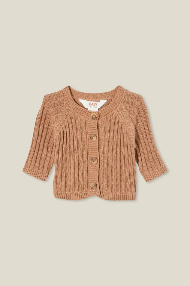 Baby Tops Jackets and Sweaters Cotton On Organic Newborn Rib Knit Cardigan Taupy Brown Baby Tops Jackets and Sweaters Cotton On Organic Newborn Rib Knit Cardigan Taupy Brown