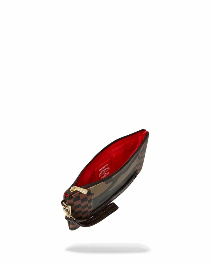 Bags SPRAYGROUND EXTERIOR GOLD ZIP POCKET SHARKS IN PARIS CROSSOVER CLUTCH