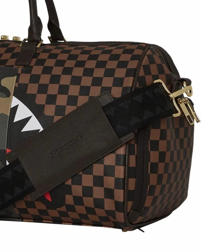 Bags SPRAYGROUND EXTERIOR GOLD ZIP POCKET SHARKS IN PARIS DUFFLE