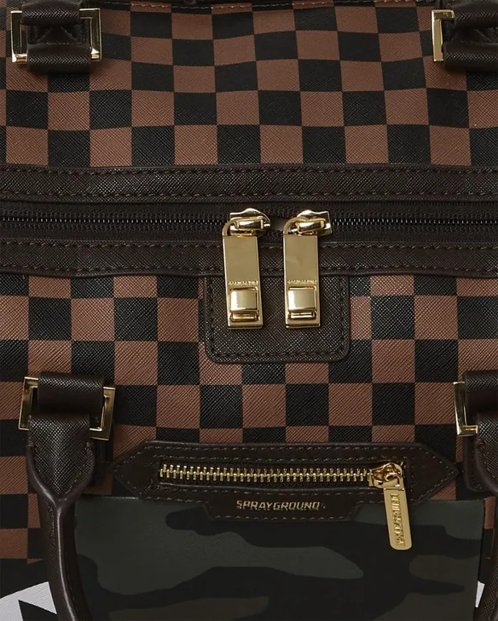 Bags SPRAYGROUND EXTERIOR GOLD ZIP POCKET SHARKS IN PARIS DUFFLE