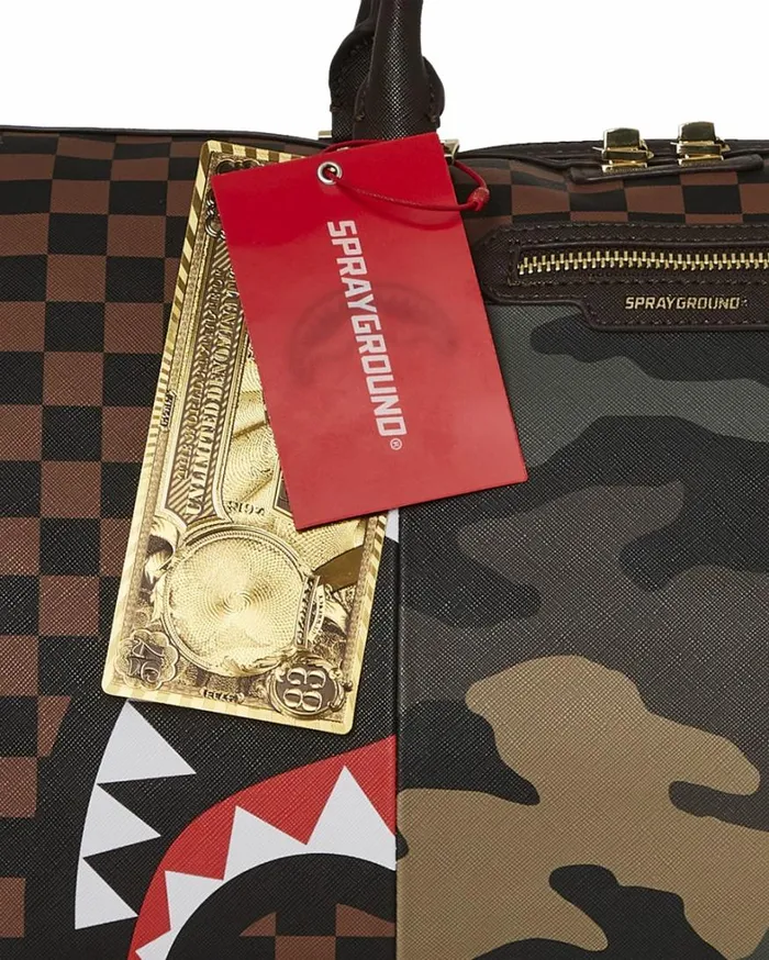 Bags SPRAYGROUND EXTERIOR GOLD ZIP POCKET SHARKS IN PARIS DUFFLE