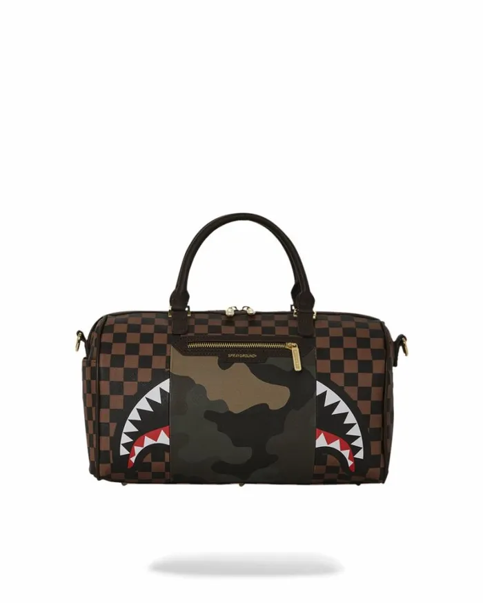Bags SPRAYGROUND EXTERIOR GOLD ZIP POCKET SHARKS IN PARIS MINI DUFFLE