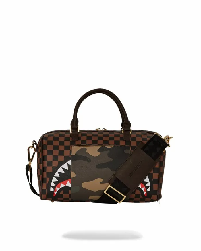 Bags SPRAYGROUND EXTERIOR GOLD ZIP POCKET SHARKS IN PARIS MINI DUFFLE
