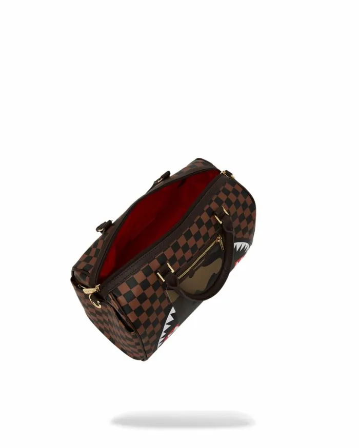 Bags SPRAYGROUND EXTERIOR GOLD ZIP POCKET SHARKS IN PARIS MINI DUFFLE