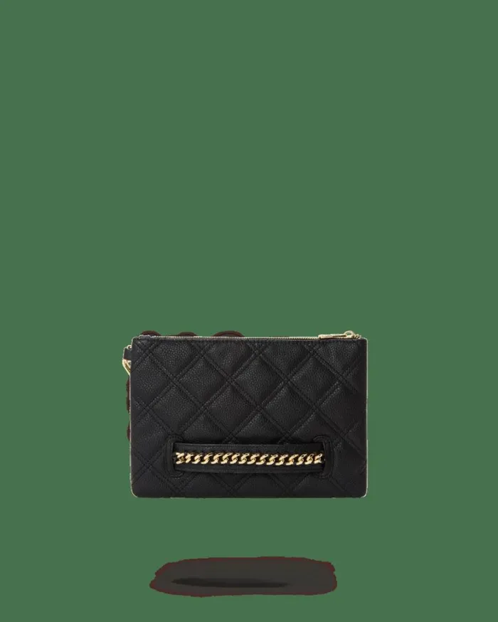 Bags SPRAYGROUND NOIR QUILT GOLD CHAIN SHARK CROSSOVER CLUTCH