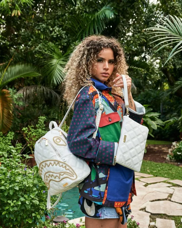 Bags SPRAYGROUND RIVIERA LE BLANC GOLD CHAIN SHARK CROSSOVER CLUTCH
