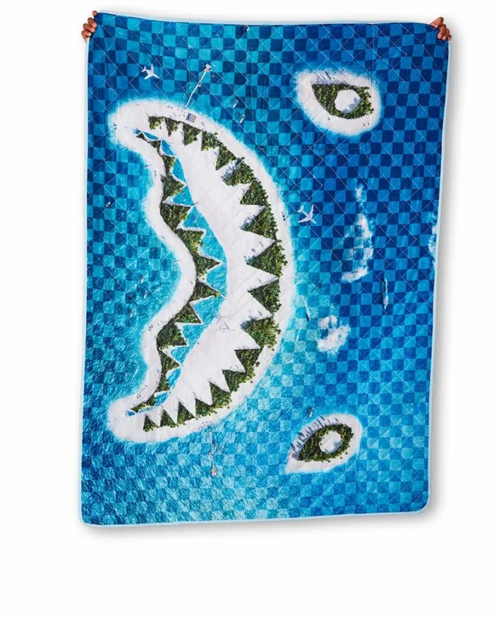 Bags SPRAYGROUND SHARK ISLAND PACKABLE BEACH MAT BLANKET WATER RESISTANT CONVERTIBLE TOTE