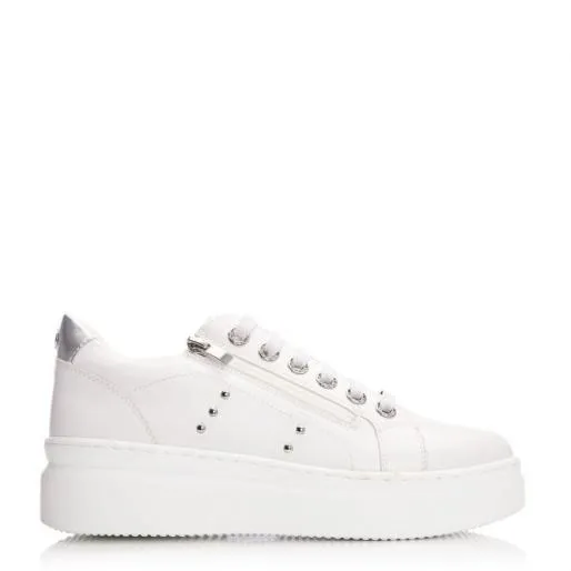 Bailee White 8211 Silver Porvair Women Moda In Pelle Platform Trainers