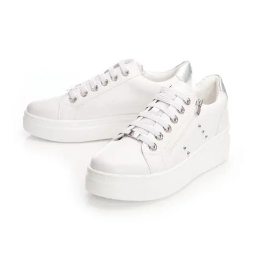 Bailee White 8211 Silver Porvair Women Moda In Pelle Platform Trainers