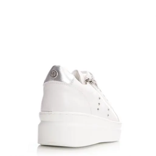 Bailee White 8211 Silver Porvair Women Moda In Pelle Platform Trainers