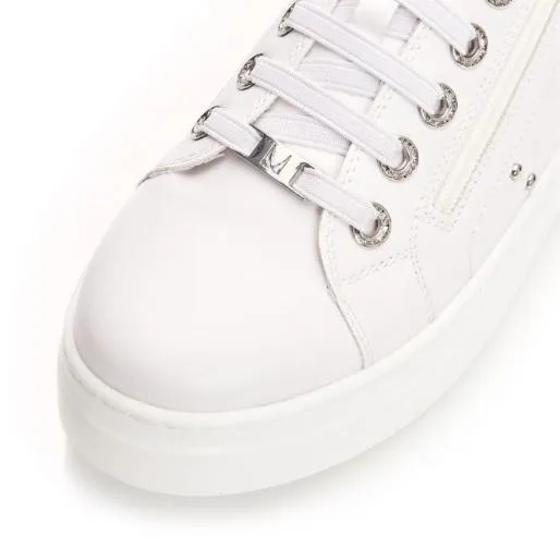 Bailee White 8211 Silver Porvair Women Moda In Pelle Platform Trainers