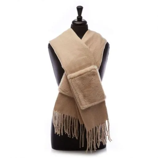 Baileyscarf Beige Fabric Women Moda In Pelle Scarves